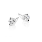 Solitaire 0.20ct 2 Claw round diamond studs in 9K white gold