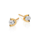 Solitaire 0.20ct 2 Claw round diamond studs in 9K yellow gold