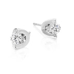 Solitaire 0.40ct 2 Claw round diamond studs in 18K white gold