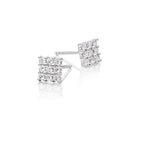 Square 0.35ct cluster diamond studs in 9K white gold