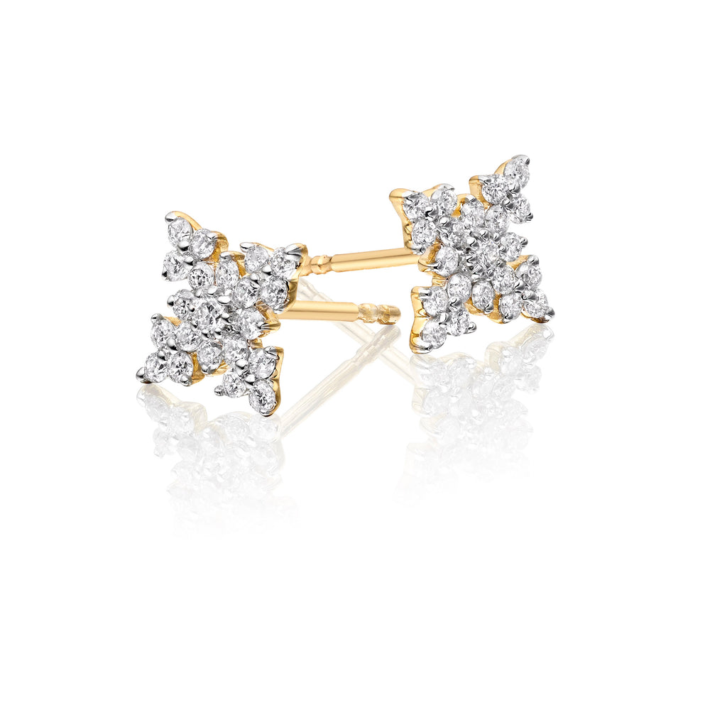 Night Star Diamond Cluster Earrings 0.33ct Studs 9K Yellow Gold