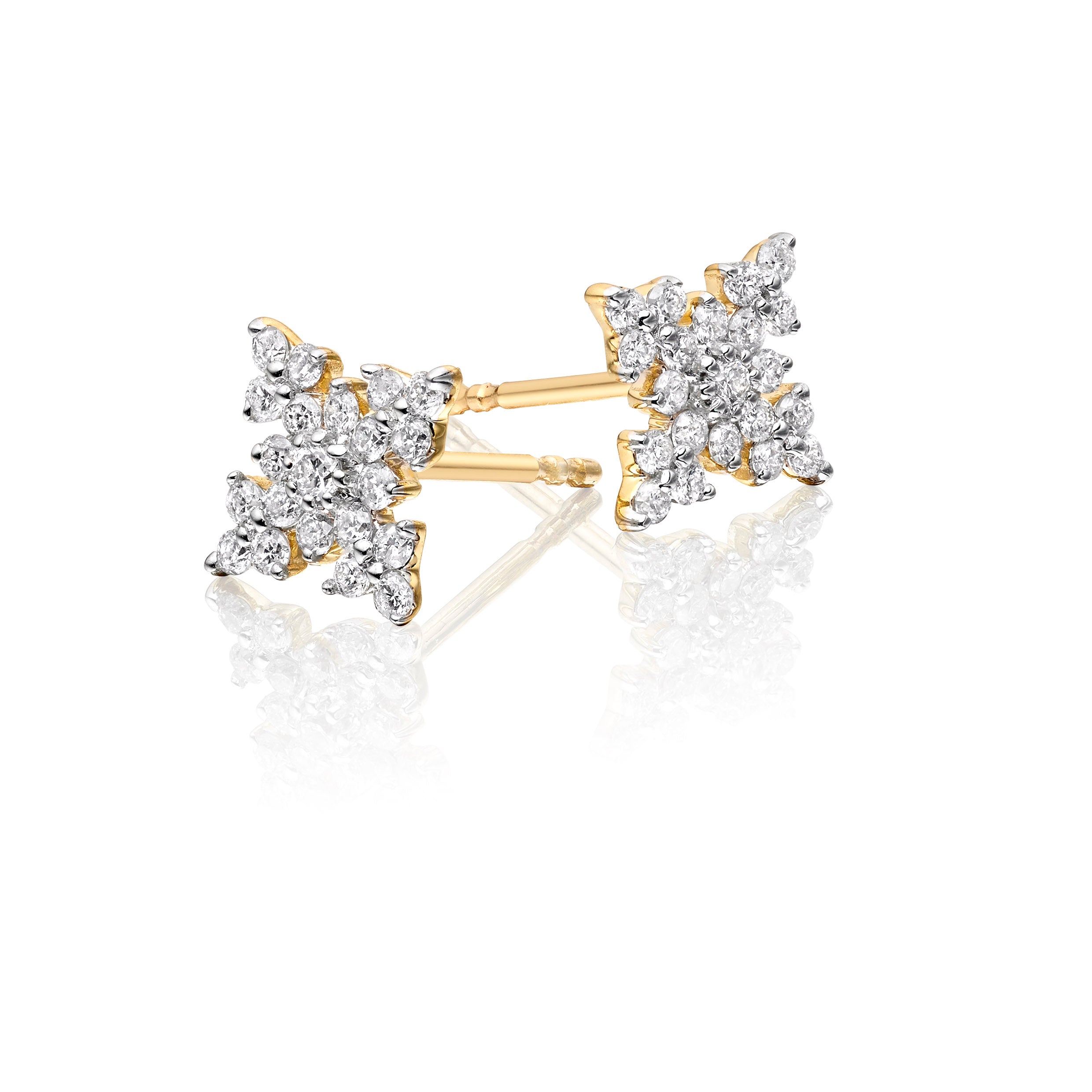 Night Star Diamond Cluster Earrings 0.33ct Studs 9K Yellow Gold