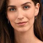 Gold Plated Sterling Silver Blue Pear CZ Leverback Drop Earrings