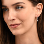 Sterling Silver Pear CZ Leverback Drop Earrings