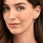 Sterling Silver Green Pear CZ Leverback Drop Earrings