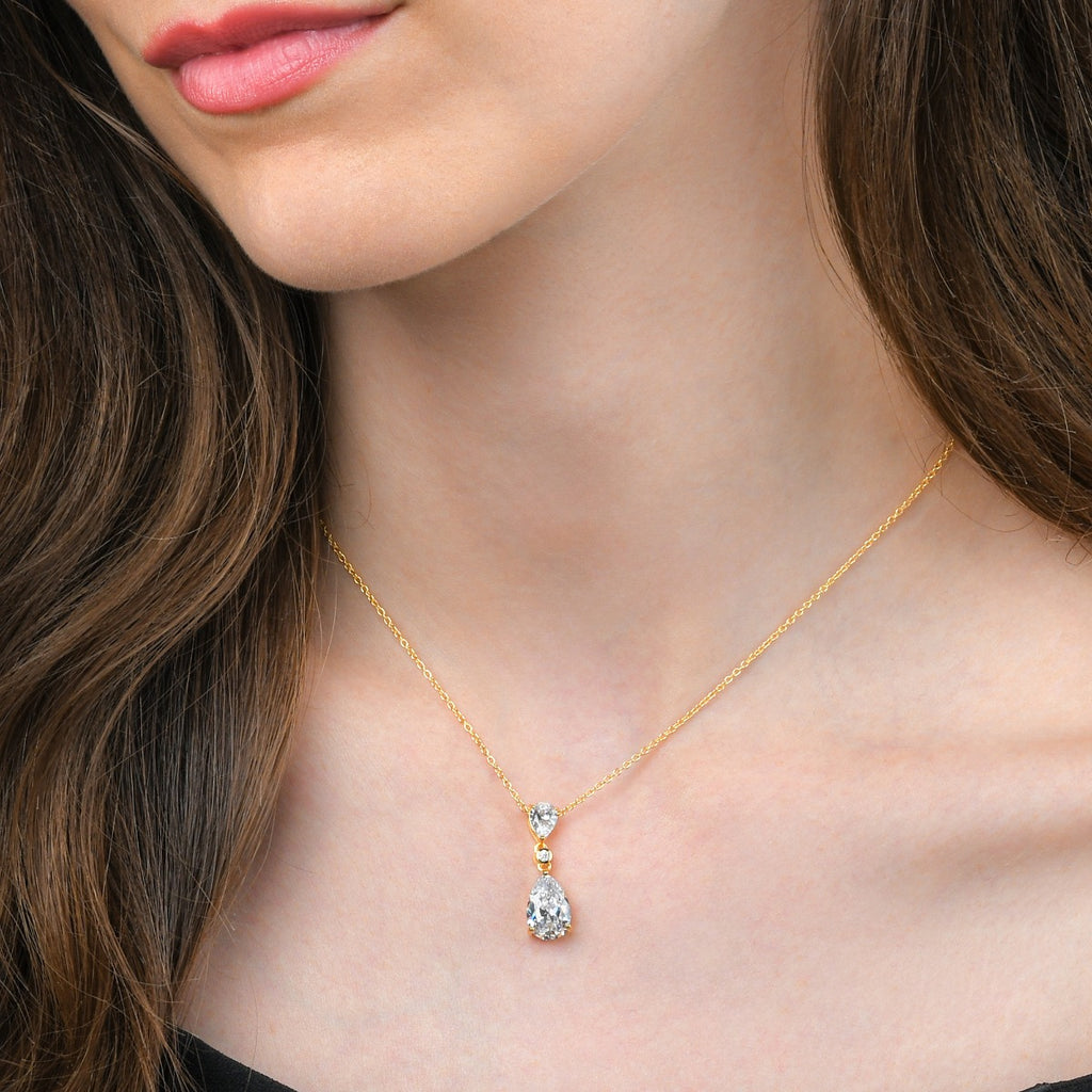 Gold Plated Sterling Silver Teardrop Pendant Necklace