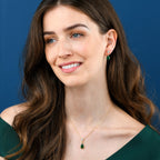 Gold Plated Sterling Silver Green Drop Pendant Necklace