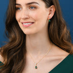 Gold Plated Sterling Silver Pear Shaped Green Drop Earrings