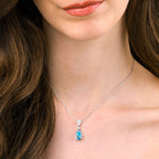 Sterling Silver Light Blue Drop Pendant Necklace