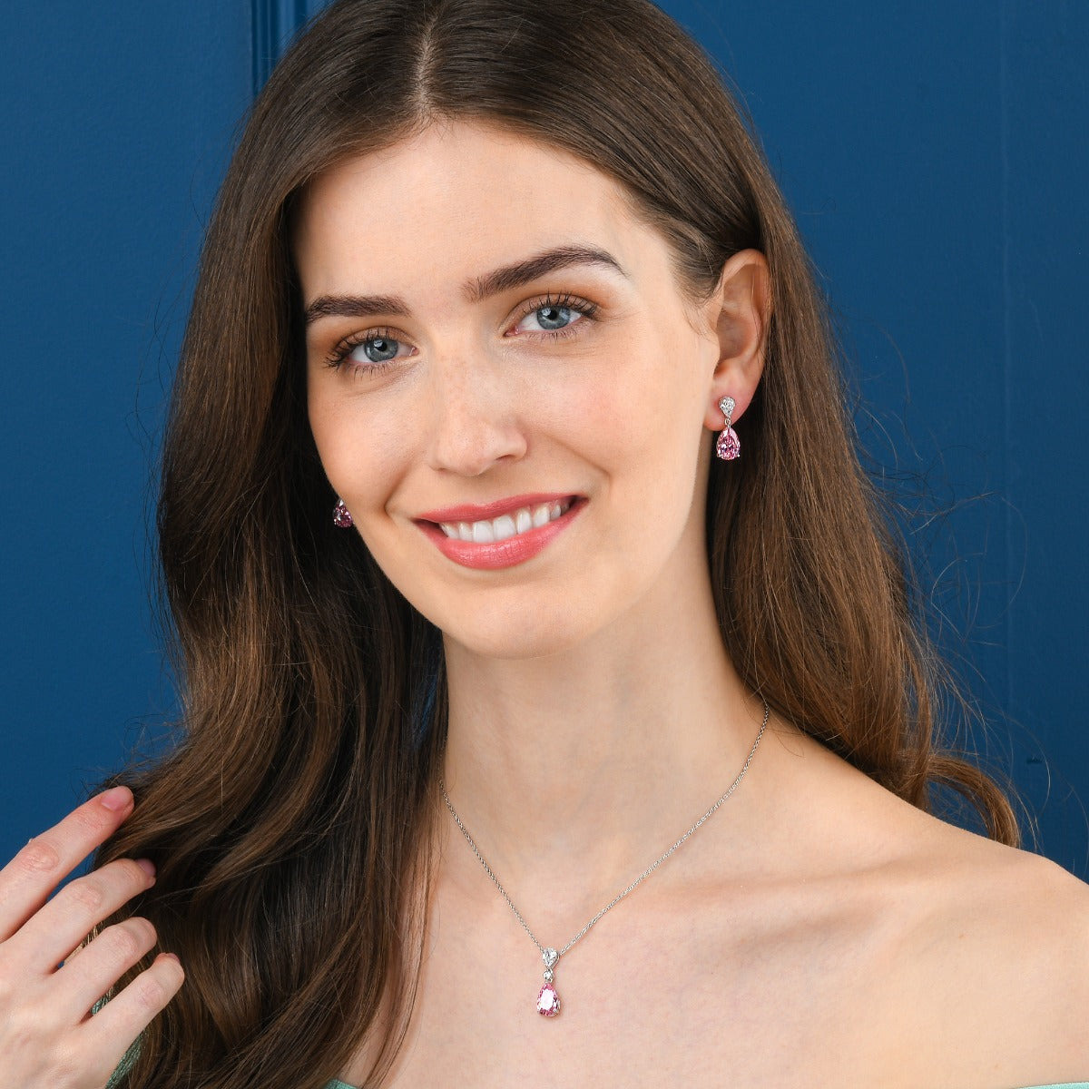 Sterling Silver Light Pink Drop Pendant Necklace
