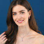 Sterling Silver Pear Shaped Light Pink Drop Earrings