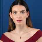 Gold Plated Sterling Silver Red Drop Pendant Necklace