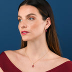 Gold Plated Sterling Silver Pear Shaped Red Drop Earrings