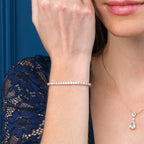 Rose Gold Plated Sterling Silver Tennis Bracelet 3mm White Cubic Zirconia