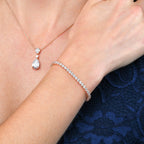 Rose Gold Plated Sterling Silver Tennis Bracelet 3mm White Cubic Zirconia