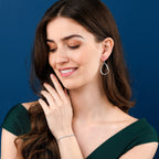 925 Sterling Silver Long Drop Earrings in a Hollow Teardrop Shape