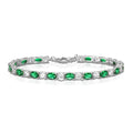 Sterling Silver Tennis Bracelet With Green & White Cubic Zirconia stones