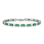 Sterling Silver Tennis Bracelet With Green & White Cubic Zirconia stones