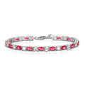 Sterling Silver Tennis Bracelet With Red & White stones