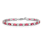 Sterling Silver Tennis Bracelet With Red & White stones