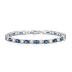 Sterling Silver Tennis Bracelet With Blue & White Cubic Zirconia