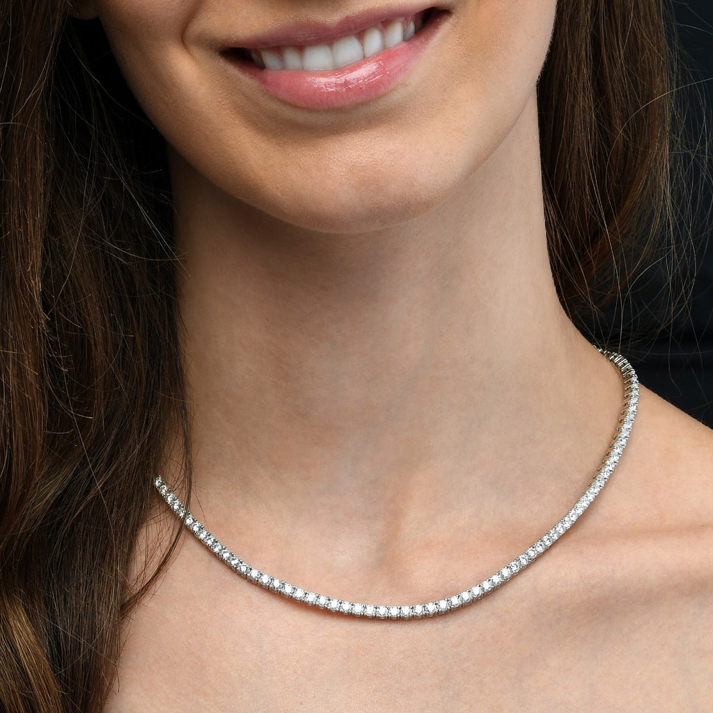 Tennis Necklace in 925 Sterling Silver with 3mm Cubic Zirconia