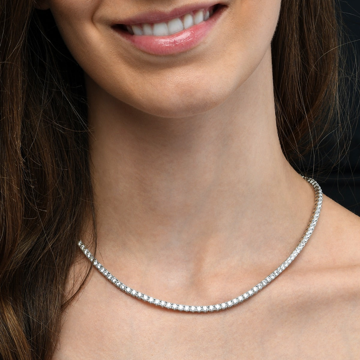 Tennis Necklace in 925 Sterling Silver with 3mm Cubic Zirconia