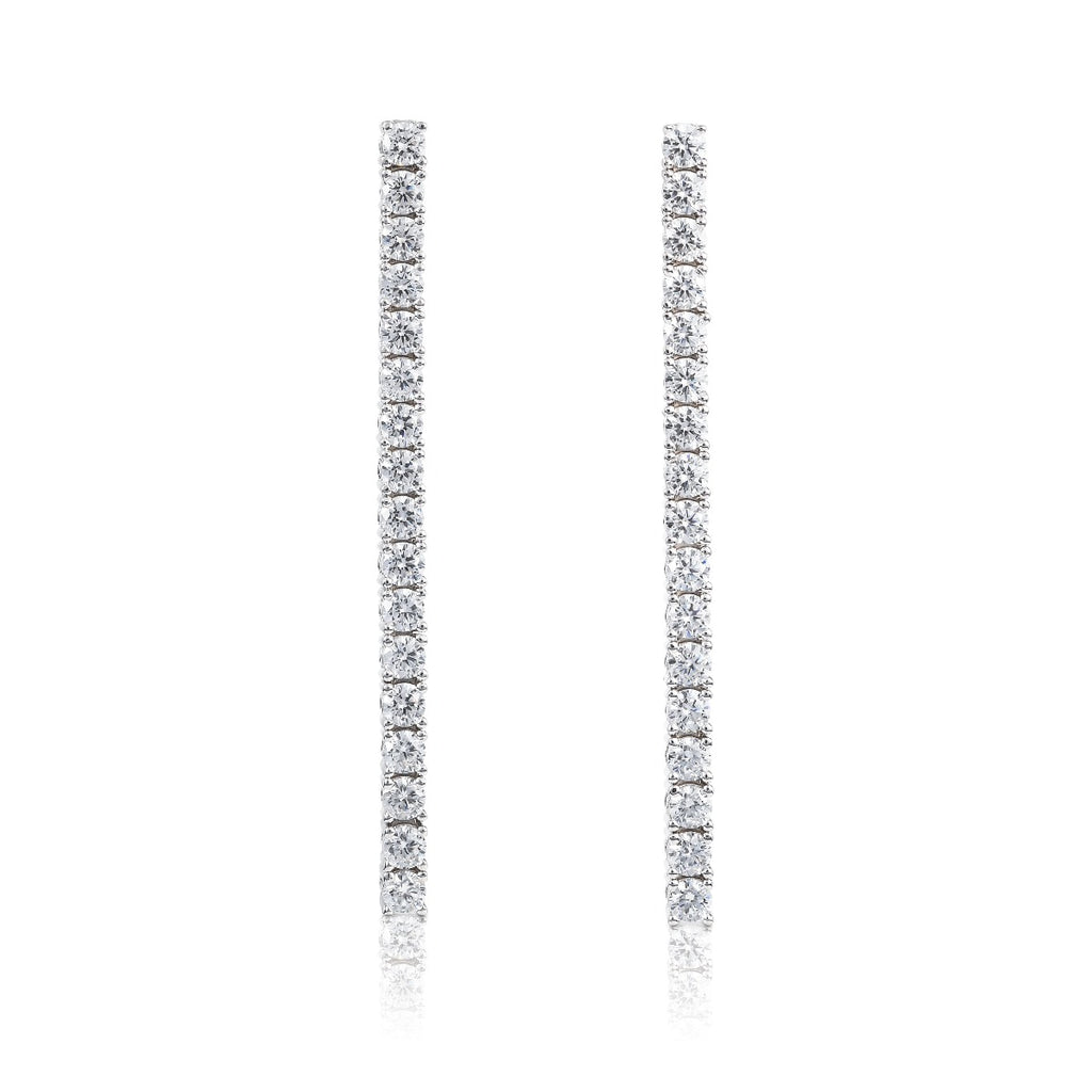 Sterling Silver Tennis Earrings with 3mm Sparkling Cubic Zirconia
