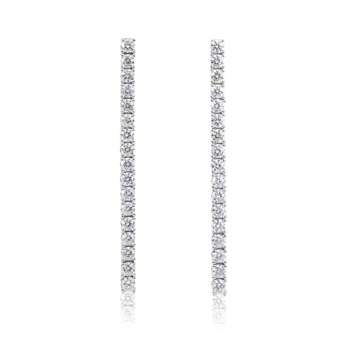 Sterling Silver Tennis Earrings with 3mm Sparkling Cubic Zirconia