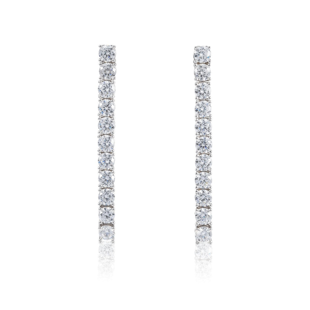 Sterling Silver Tennis Earrings with 4mm Sparkling Cubic Zirconia