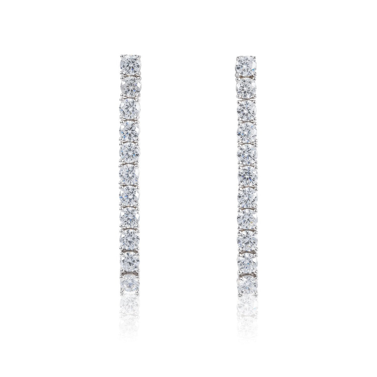 Sterling Silver Tennis Earrings with 4mm Sparkling Cubic Zirconia