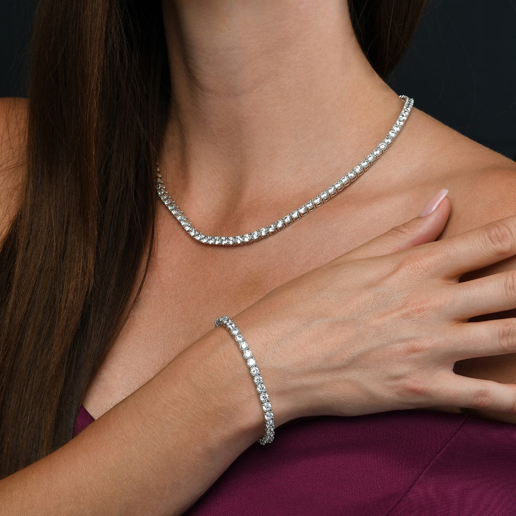Sterling Silver Tennis Bracelet with 4mm Sparkling Cubic Zirconia