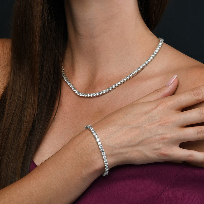 Sterling Silver Tennis Bracelet with 4mm Sparkling Cubic Zirconia