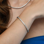 Bezel Set Sterling Silver Tennis Bracelet 3mm White Cubic Zirconia