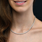 Bezel Set Tennis Necklace Sterling Silver with Cubic Zirconia Stones