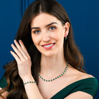 Sterling Silver Tennis Bracelet With Green & White Cubic Zirconia