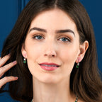 Sterling Silver Green Drop Earrings with Leverback clasps