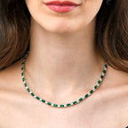 Sterling Silver Tennis Necklace With Green & White Cubic Zirconia