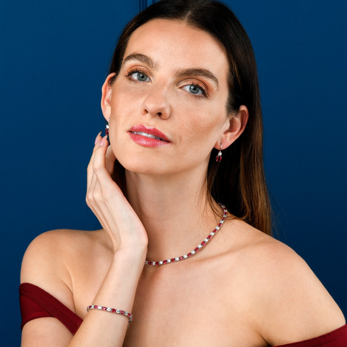 Sterling Silver Red Drop Earrings with Leverback clasps