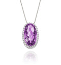 8mm x 14mm Amethyst with 0.16ct Diamond pendant in 9K white gold