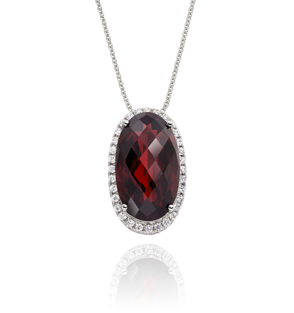 5.50ct Garnet With 0.16ct Diamond Pendant In 9K White Gold