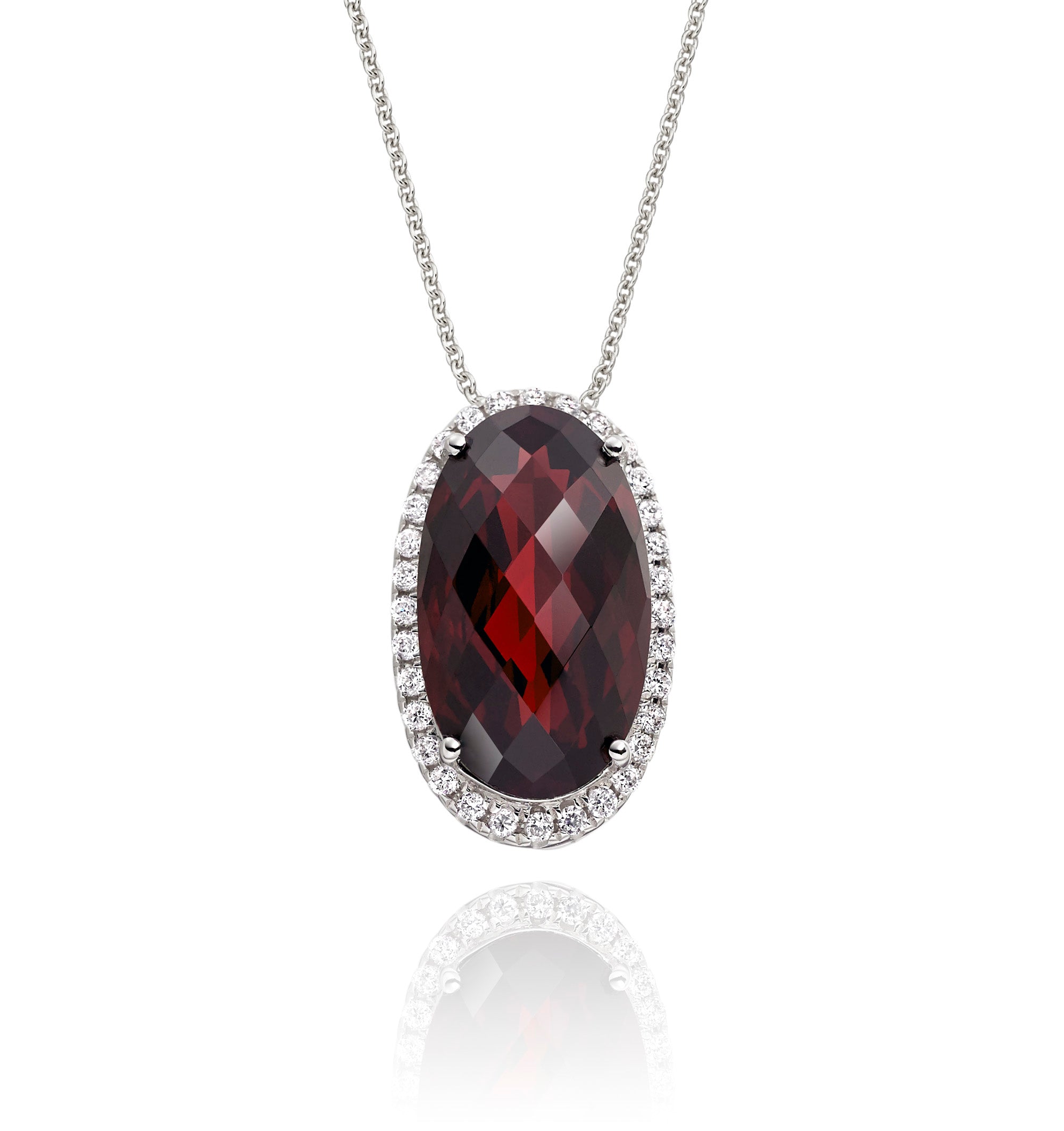 5.50ct Garnet With 0.16ct Diamond Pendant In 9K White Gold