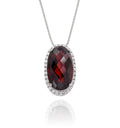 5.50ct Garnet With 0.16ct Diamond Pendant In 18K White Gold