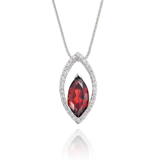 1.40ct Garnet With 0.16ct Diamond Pendant In 18K White Gold