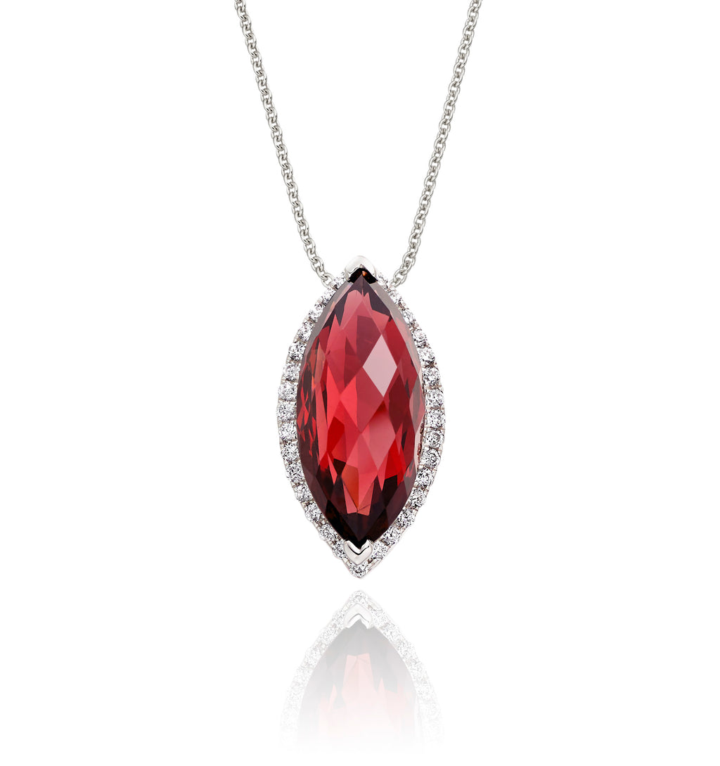 4.10ct Garnet With 0.16ct Diamond Pendant In 9K White Gold