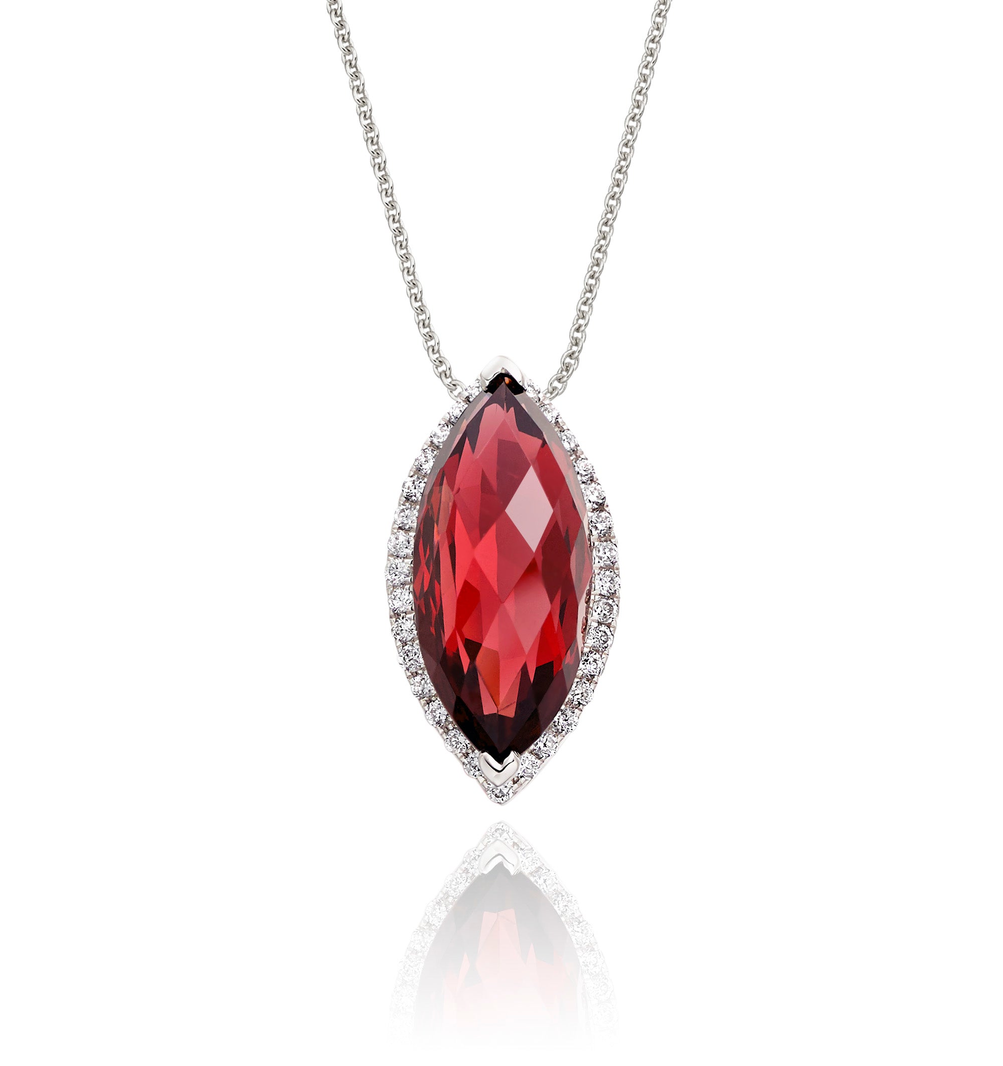 4.10ct Garnet With 0.16ct Diamond Pendant In 9K White Gold