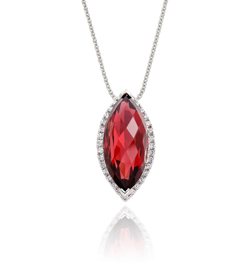 4.10ct Garnet With 0.16ct Diamond Pendant In 9K White Gold