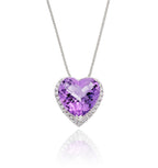 9mm x 10mm Amethyst with 0.15ct Diamond pendant in 9K white gold