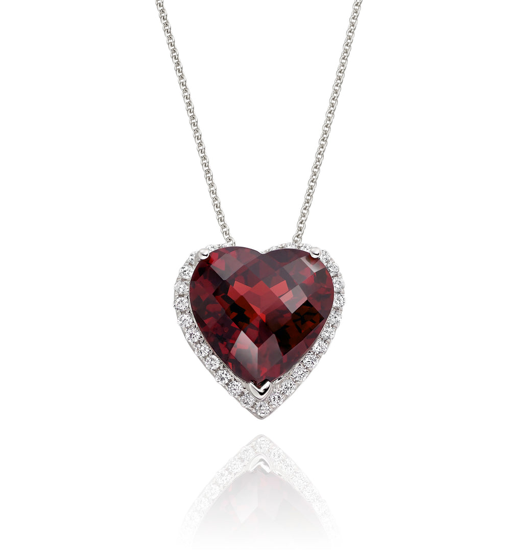 4.40ct Garnet With 0.15ct Diamond Pendant In 9K White Gold