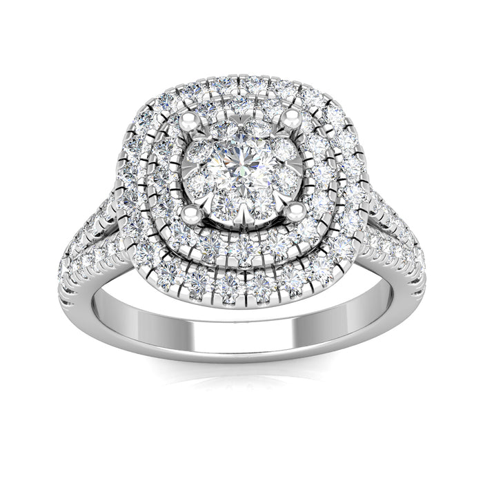 Regal Large Diamond Engagement Ring 0.92ct Diamonds in 18K White Gold
